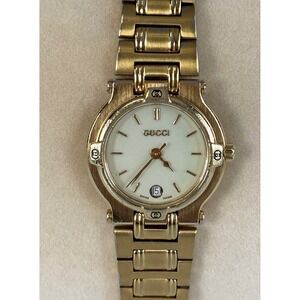 Gucci 9200L Vintage Ladies Watch Gold Plated Cream Dial Swiss Made Date Box